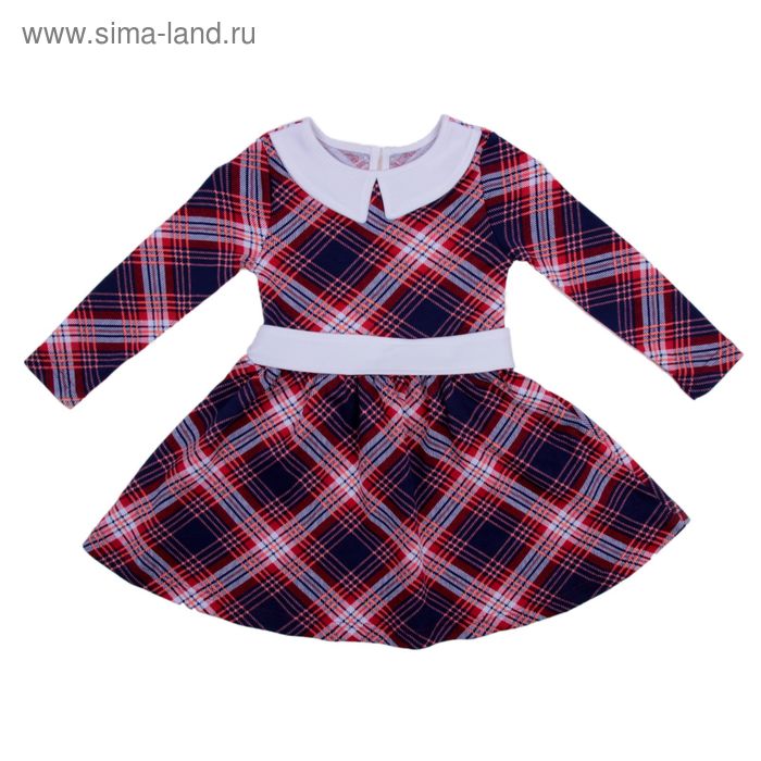 Платье для девочки "Осенний блюз", рост 104 см (54), цвет красный/синий/белый, принт клетка - Фото 1