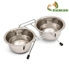 Набор из 2 мисок, 2×225 мл, на подставке, металл - Фото 3