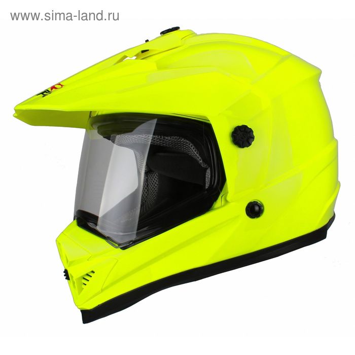Шлем кроссовый со стеклом DSE1, флуоресцентный, жёлтый, S - Фото 1