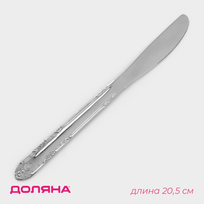 Нож столовый из нержавеющей стали Доляна «Соня», длина 20,5 см, толщина 2 мм, цвет серебряный - Фото 1