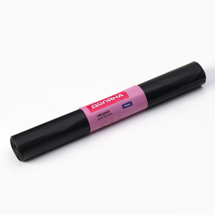 Мешки для мусора Доляна «Люкс», 240 л, 40 мкм, 86×120, ПВД, 10 шт., чёрные - Фото 1