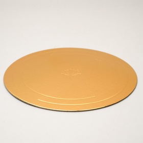 Подложка для торта усиленная, 28 см, золото - белый, 3.2 мм (комплект 5 шт)