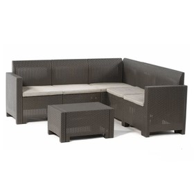 Комплект садовой мебели диван угловой+стол (ротанг) Set CORNER Nebraska, цвет венге