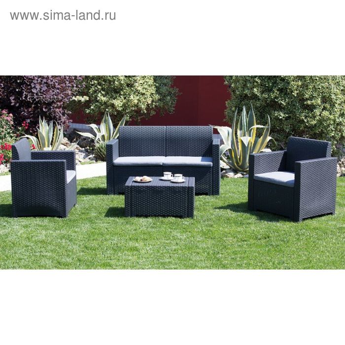 Комплект садовой мебели (2ух местный диван +2 кресла+ столик )Nebraska 2 Set, цвет венге - Фото 1