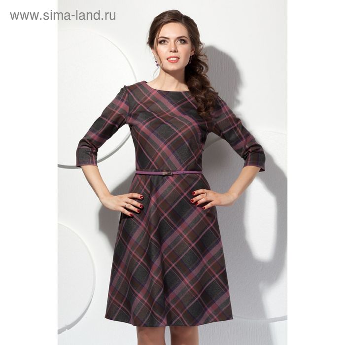 Платье женское, размер 48, цвет серый+розовый+коричневый П-321/16 - Фото 1