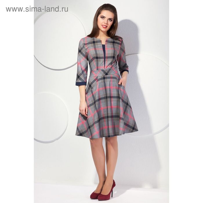 Платье женское, размер 46, цвет серый+розовый П-397/3 - Фото 1