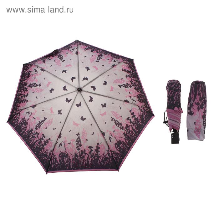 Зонт автоматический, R=50см, цвет белый/розовый/бордовый