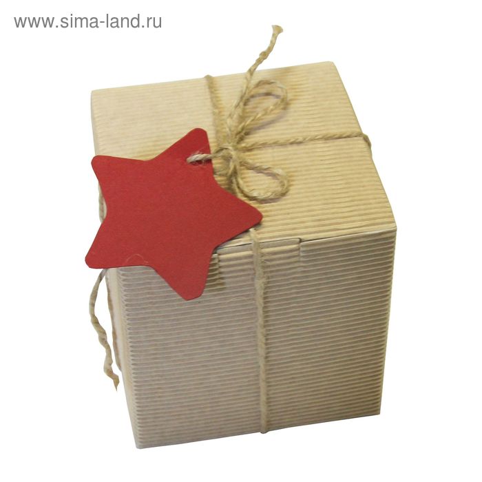 Коробка крафт из рифлёного картона с декором, 9,5 х 9,5 х 9,5 см - Фото 1