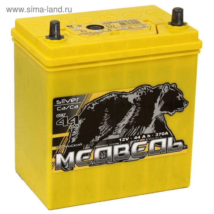Автомобильный аккумулятор Медведь Silver Ca/Ca 44 Ач, обратная полярность 50B19L - Фото 1