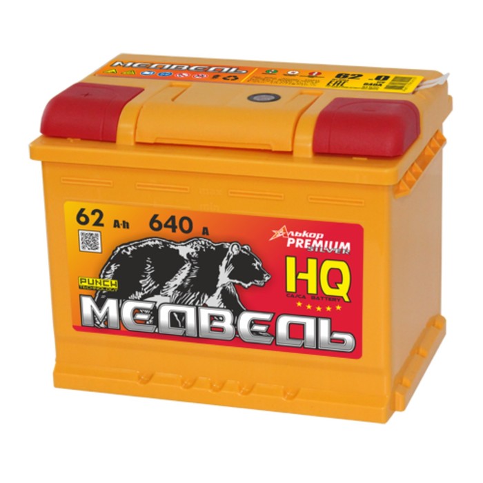 Автомобильный аккумулятор Медведь Silver Ca/Ca 62 Ач, обратная полярность - Фото 1