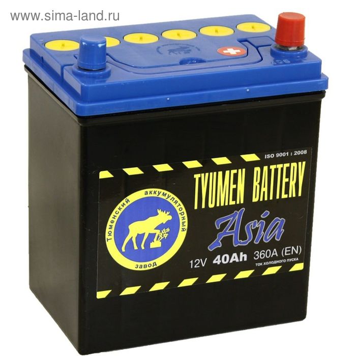 Аккумуляторная батарея Тюмень 40 Ач, обратная полярность 6СТ-40LR, Азия - Фото 1