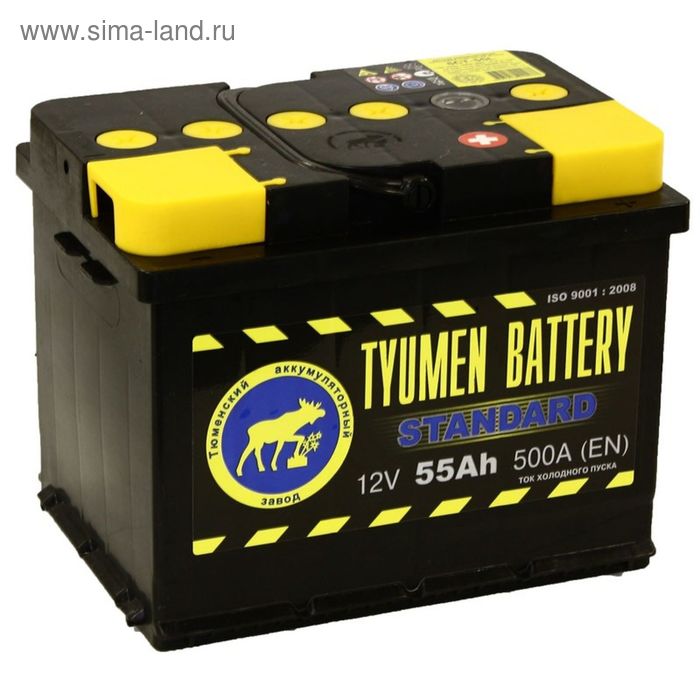 Аккумуляторная батарея Тюмень 55 Ач, обратная полярность 6СТ-55L, Standard - Фото 1