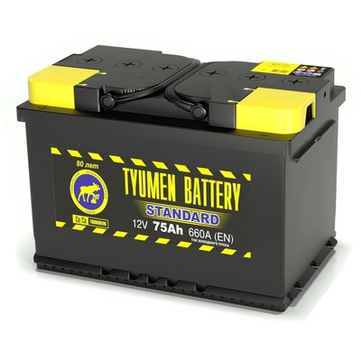 Аккумуляторная батарея Тюмень 75 Ач, обратная полярность 6СТ-75L.0LR, Standard