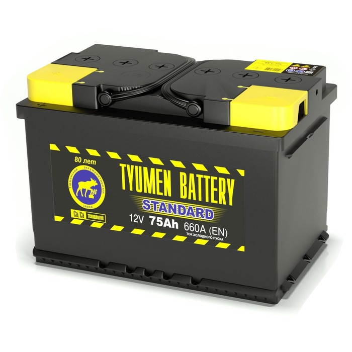Аккумуляторная батарея Тюмень 75 Ач, обратная полярность 6СТ-75L.0LR, Standard - Фото 1