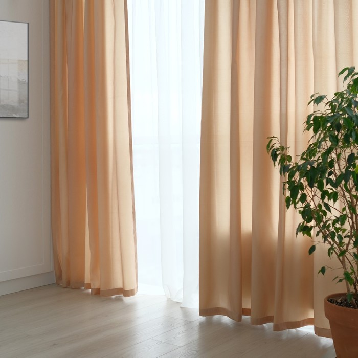 Штора портьерная «Этель» 200×250, бежевая, тафта - Фото 1