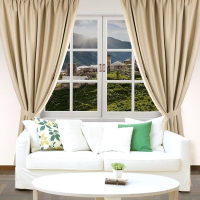 Штора портьерная "Этель" ширина 135 см, высота 250 см, цвет бежевый