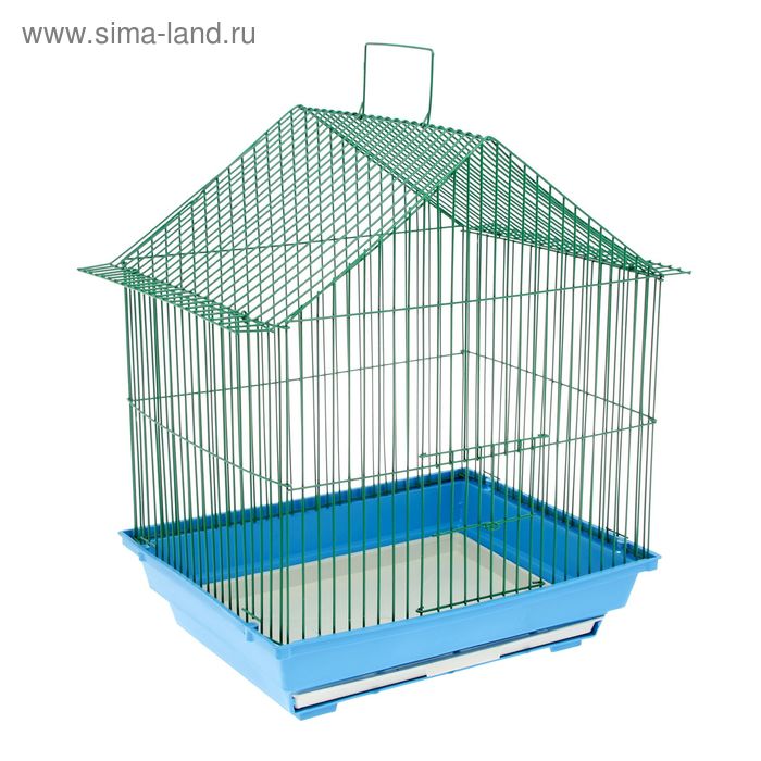 Клетка для птиц малая, крыша-домик , 35 х 28 х 43 см, микс цветов - Фото 1