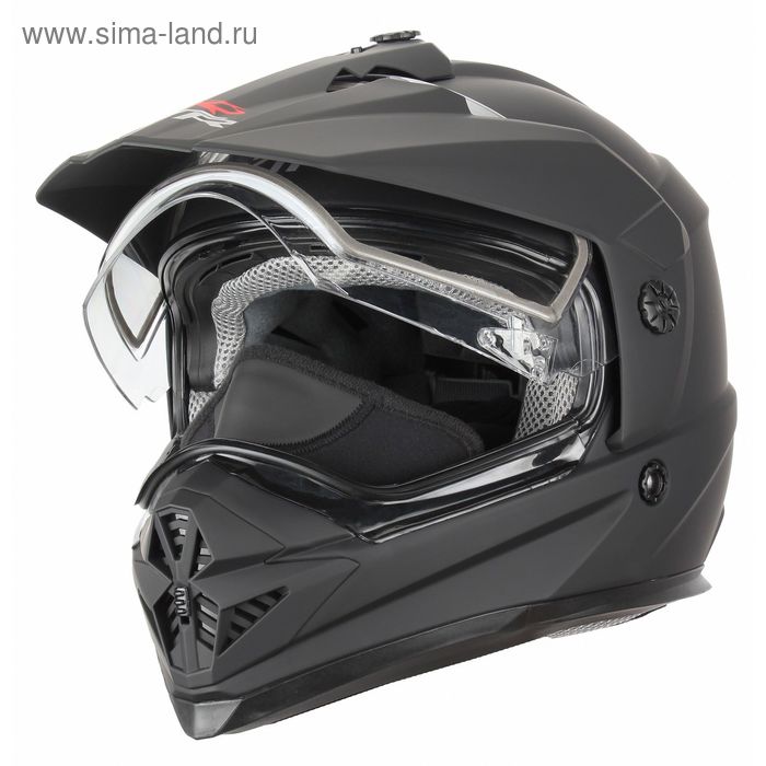 Снегоходный шлем DSEE1, чёрный, матовый, с двойным стеклом, M - Фото 1
