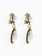 Клипсы для ушей QF «Круг с овалом», с сеттингом, цвет чернёное золото - Фото 3