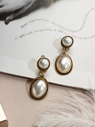 Клипсы для ушей QF «Круг с овалом», с сеттингом, цвет чернёное золото - Фото 5