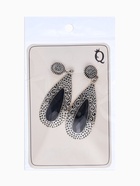 Серьги висячие со стразами «Капля» мотивы этники, цвет чёрный в чернёном серебре, 7 см  (артикул 1517665)  большой выбор товаров оптом и в розницу по низким ценам с доставкой
