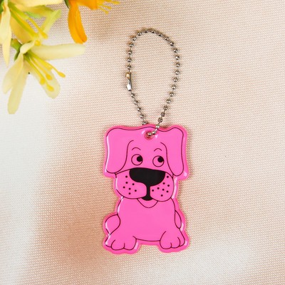 Светоотражающий элемент "Собака", 6*3,5см , цвет розовый
