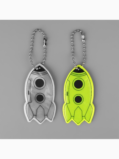 Светоотражающий элемент «Ракета», двусторонний, 6×3 см, МИКС