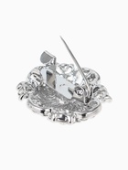 Брошь «Овал» царский, цвет белый в серебре - Фото 3