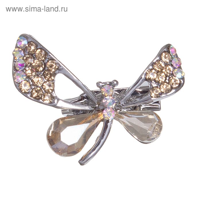 Брошь "Бабочка изящная", радужно-золотая в серебре - Фото 1