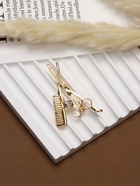 Брошь «Парикмахер», белая в золоте - Фото 2