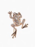 Брошь «Лягушка» классическая, белая в золоте - Фото 1