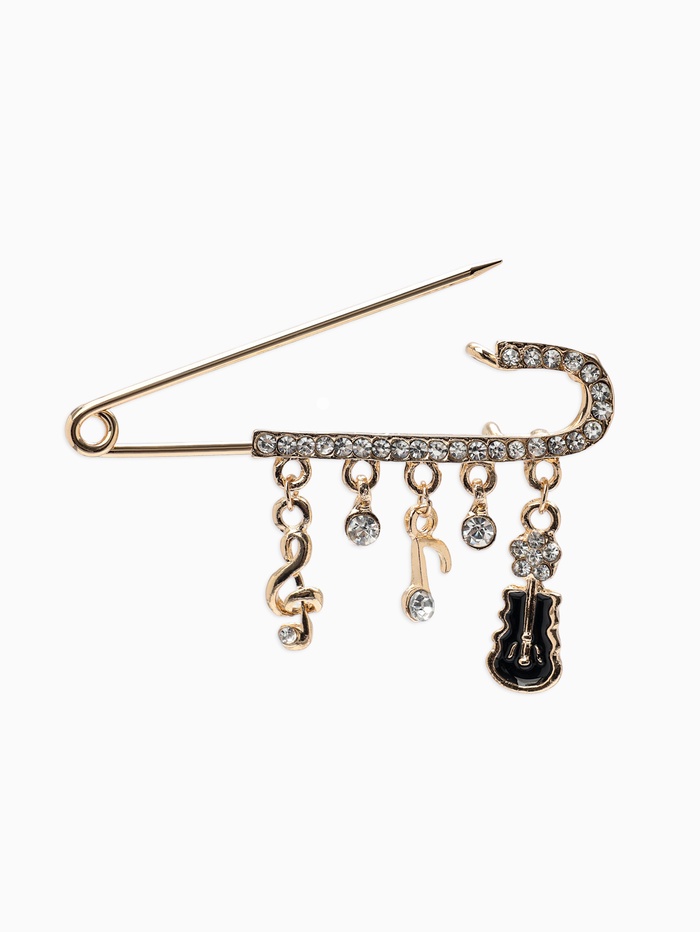 Булавка «Классика», нотки, 5.5 см, бело-чёрная в золоте - Фото 1