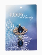 Брошь "Императрица" с подвеской, цвет сине-белый в золоте - фото 809294509