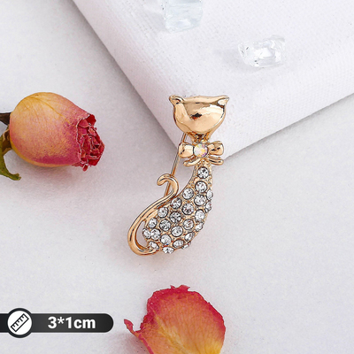 Брошь «Кошечка» муся, цвет белый в золоте