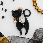 Брошь "Кошка грация", в короне, цвет матовый чёрный в золоте - Фото 2