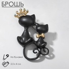 Брошь «Кошечки» принц и принцесса, цвет чёрный в золоте - Фото 6