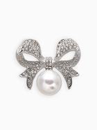 Брошь «Жемчужинка» классический бантик, цвет белый в серебре - Фото 1
