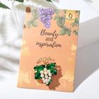 Брошь «Виноградная веточка» с жемчугом, цвет бело-зелёный в золоте - Фото 3