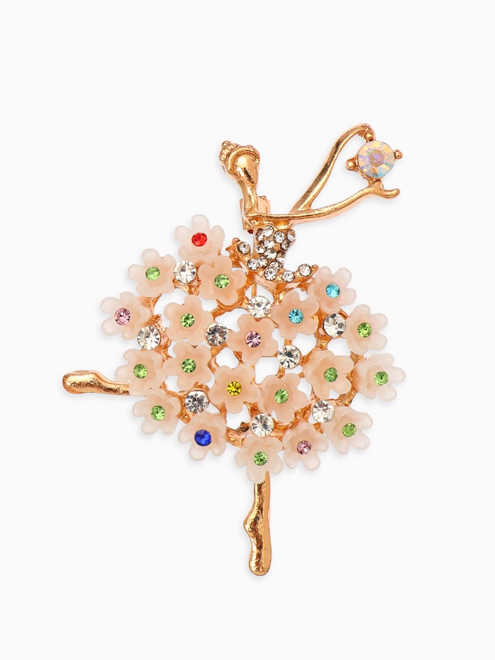 Брошь «Балерина» женственность, цветная в золоте - Фото 1