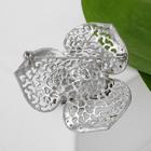 Брошь «Цветок» трилистник, цвет зелёный в серебре - Фото 3