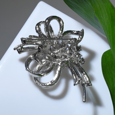 Брошь «Ветвь» весеннее настроение, цвет бело-фиолетовый в серебре