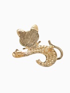 Брошь «Кошечка» с бантом, изумрудно-белая в золоте - Фото 2