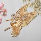 Брошь "Птица" колибри, цвет белый в золоте - фото 8496038
