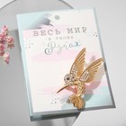 Брошь «Птица» колибри, цвет белый в золоте - Фото 3