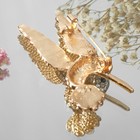 Брошь "Птица" колибри, цвет белый в золоте - Фото 2