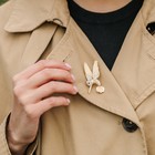 Брошь «Птица» колибри, цвет белый в золоте - Фото 5