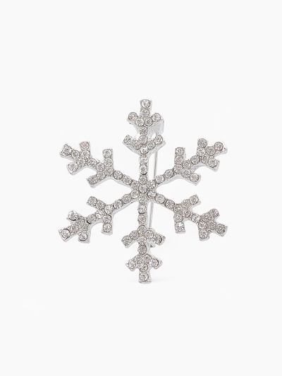 Брошь новогодняя «Снежинка», белая в серебре