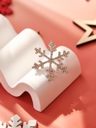 Брошь новогодняя «Снежинка», белая в серебре - Фото 5