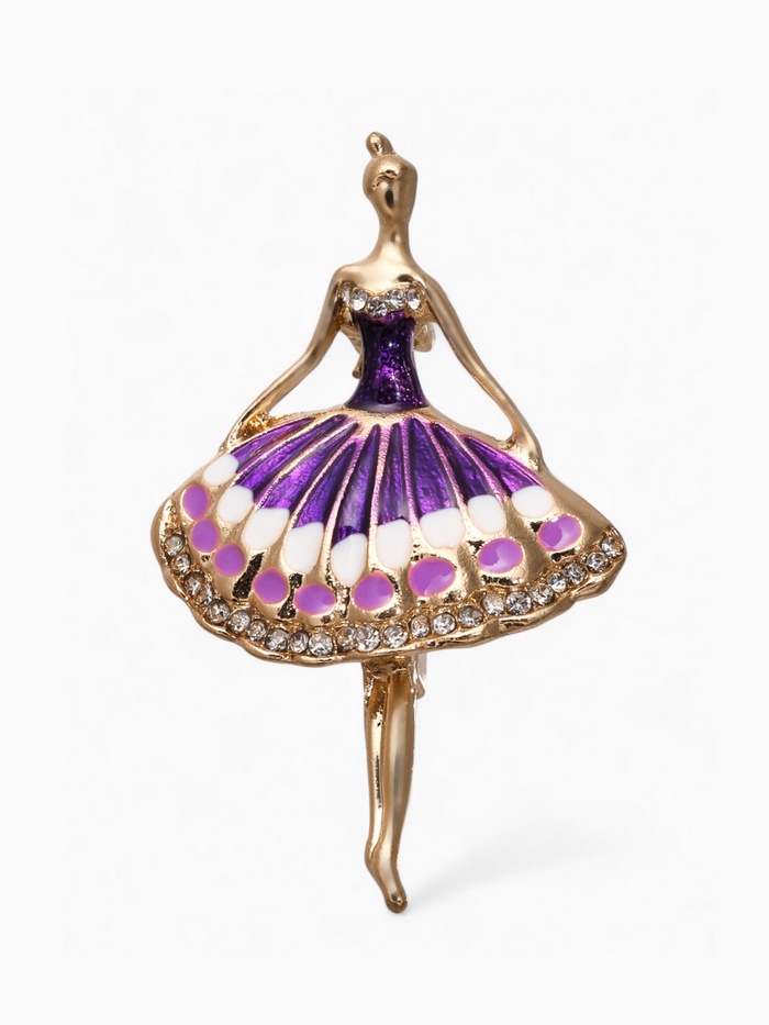 Брошь «Балерина», цвет фиолетовый в золоте - Фото 1