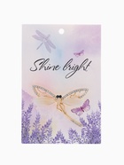 Брошь «Стрекоза» порхающая, бежевая в золоте - Фото 2